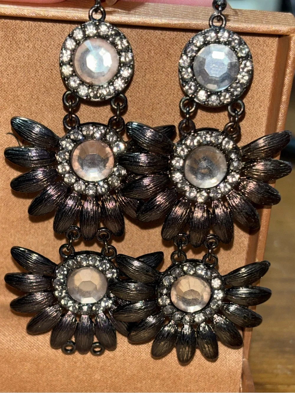 Sparkly Flower Dangle Earrings